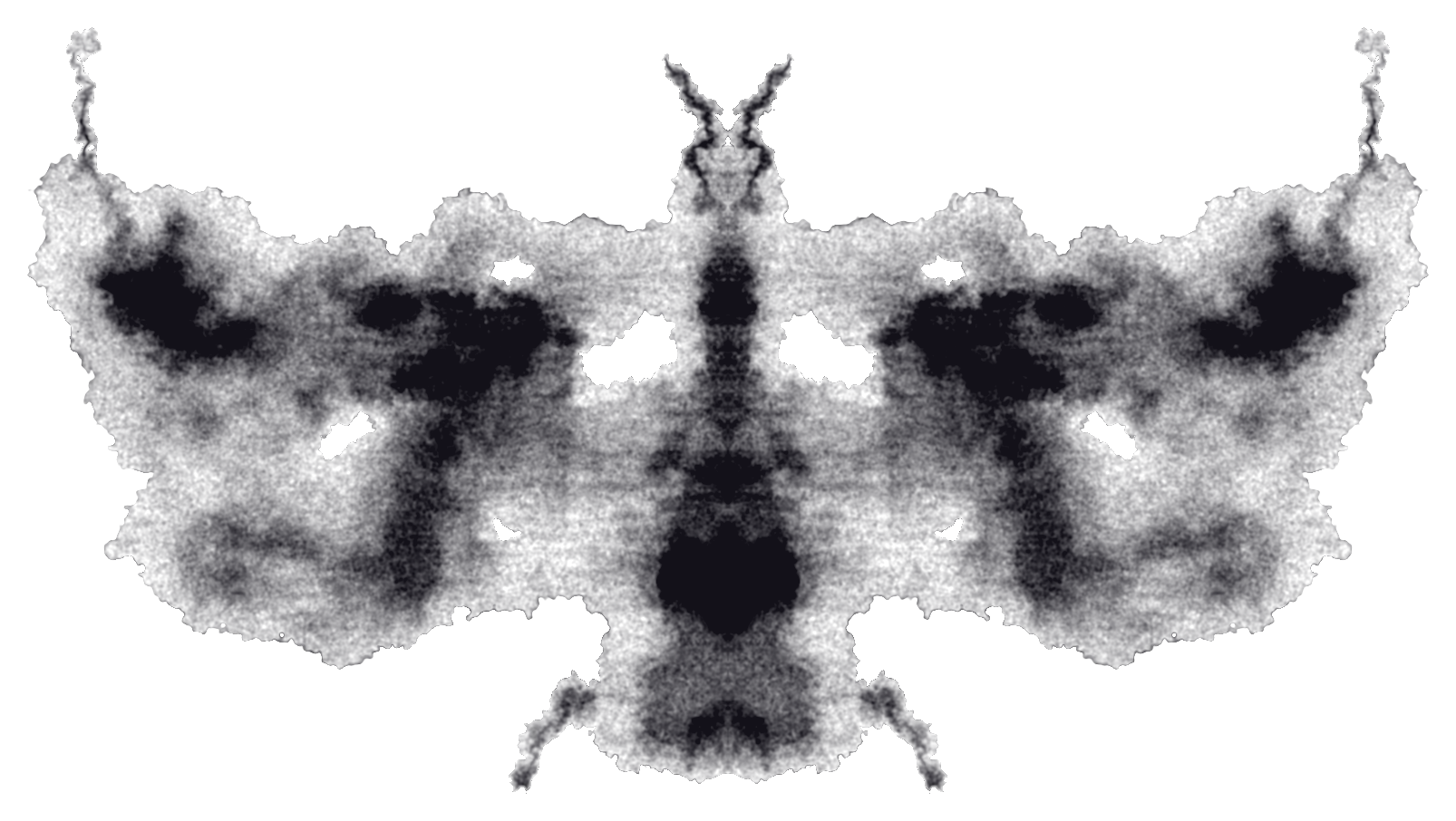 Symetrická inkoustová skvrna ve stylu Rorschachových tabulí